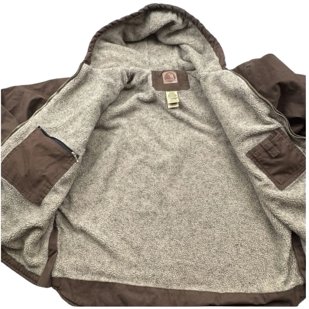 Berne Brown Sherpa Lined Canvas Jacket Hooded Size Men’s 3XL Workwear outdoors - Picture 2 of 9